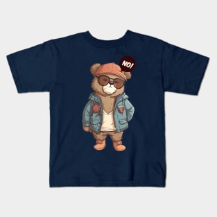 A cute teddy bear wearing street fashion Kids T-Shirt